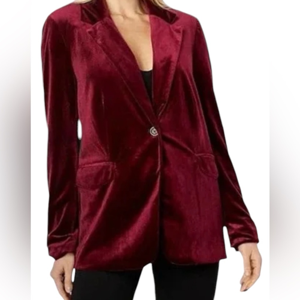 NWOT Blank NYC burgundy velour 70’s holiday date night whimsigoth blazer Large